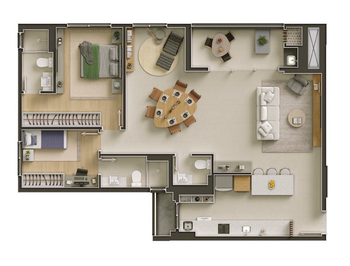 Planta 06 - 2 dorm 108m² - opção