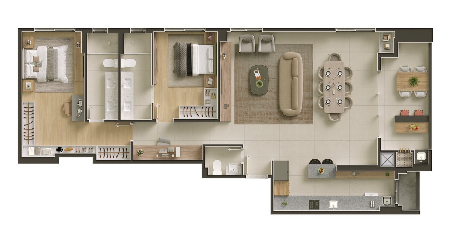 Planta 11 - 2 dorm 135m² - opção