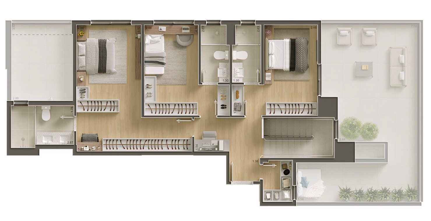 Planta 13 - 3 dorm 170m² - cobertura duplex - inferior