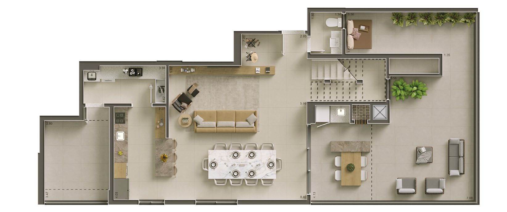 Planta 16 - 3 dorm 176m² - cobertura duplex - superior