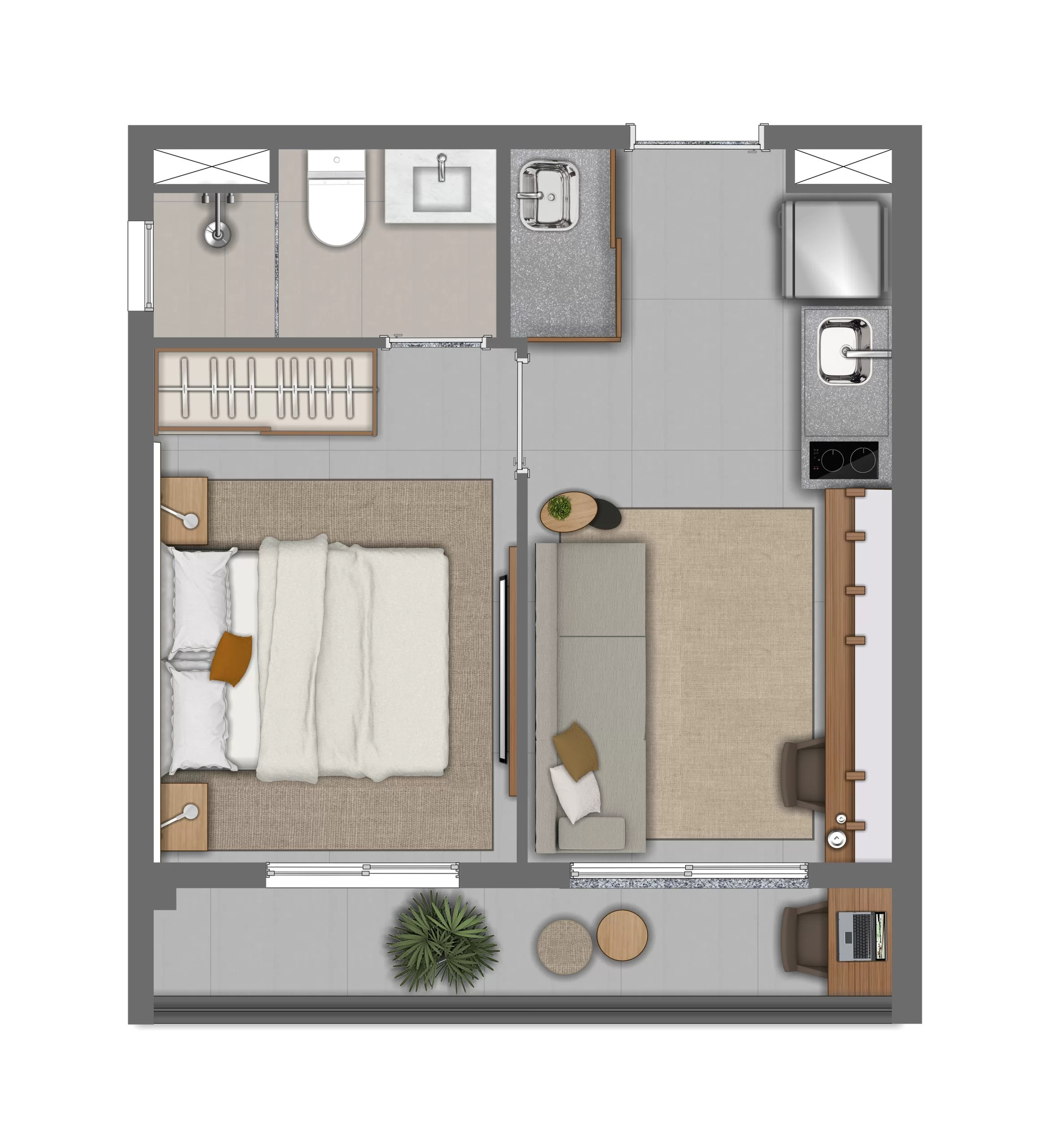 Planta 01 - 1 dorm 30m²