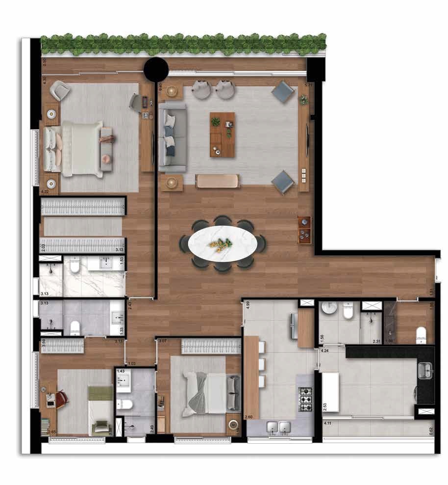 Planta 02 - 3 dorm 181,90m²