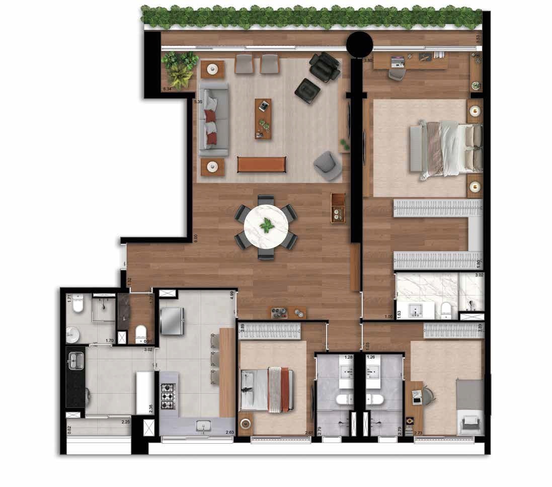 Planta 03 - 3 dorm 185,78m²