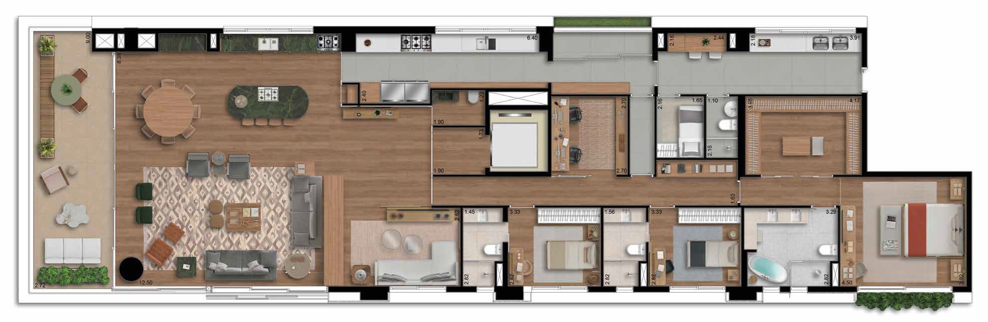 Planta 06 - 3 dorm 298m² - opção