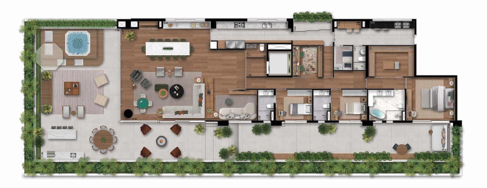 Planta 07 - 3 dorm 468m² - garden