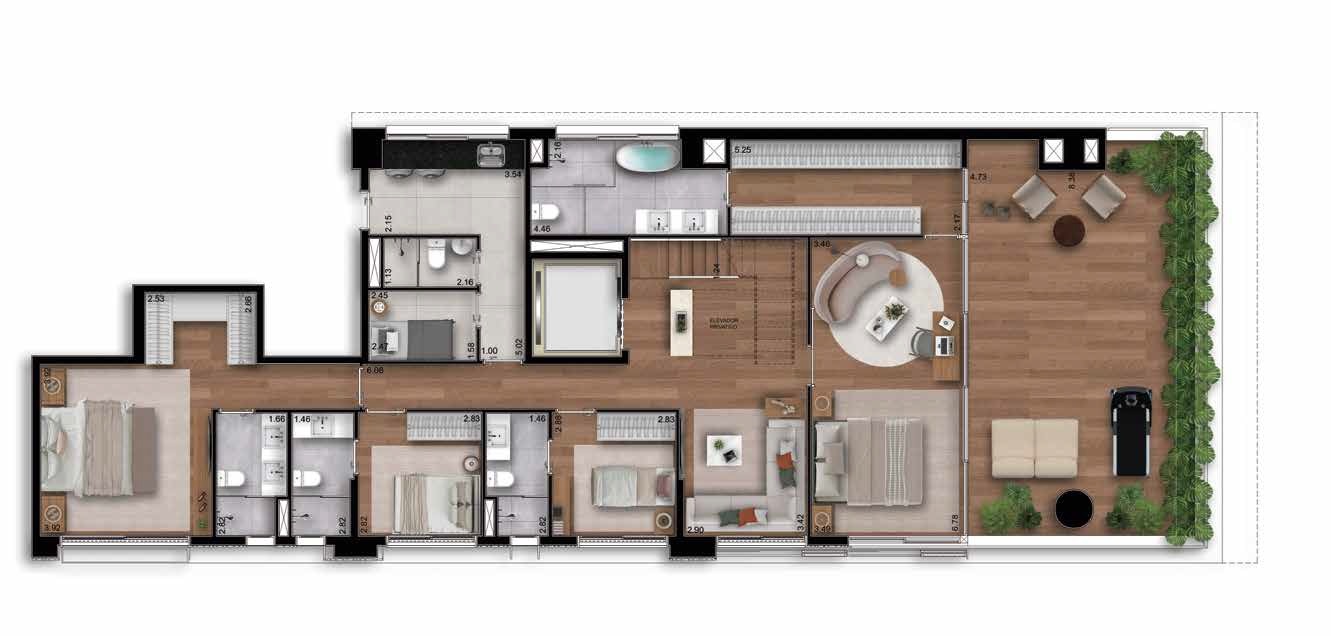 Planta 08 - 4 dorm 337m² - cobertura duplex - inferior