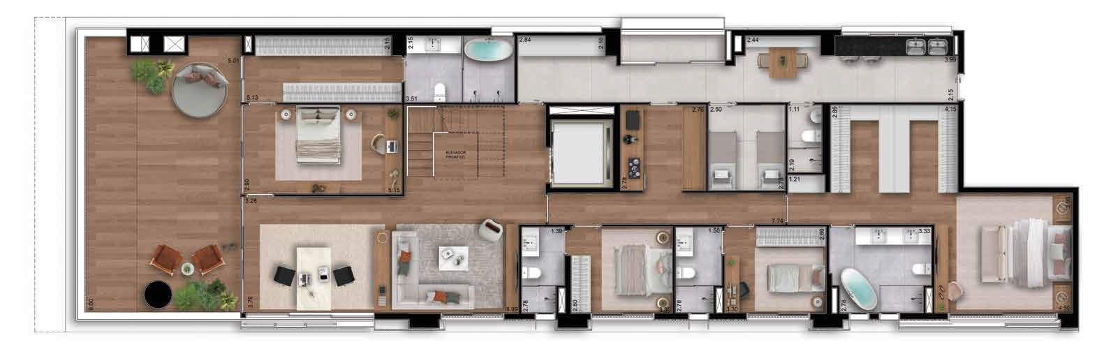 Planta 10 - 4 dorm 546m² - cobertura duplex - inferior