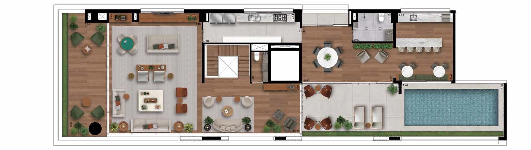Planta 11 - 4 dorm 546m² - cobertura duplex - superior