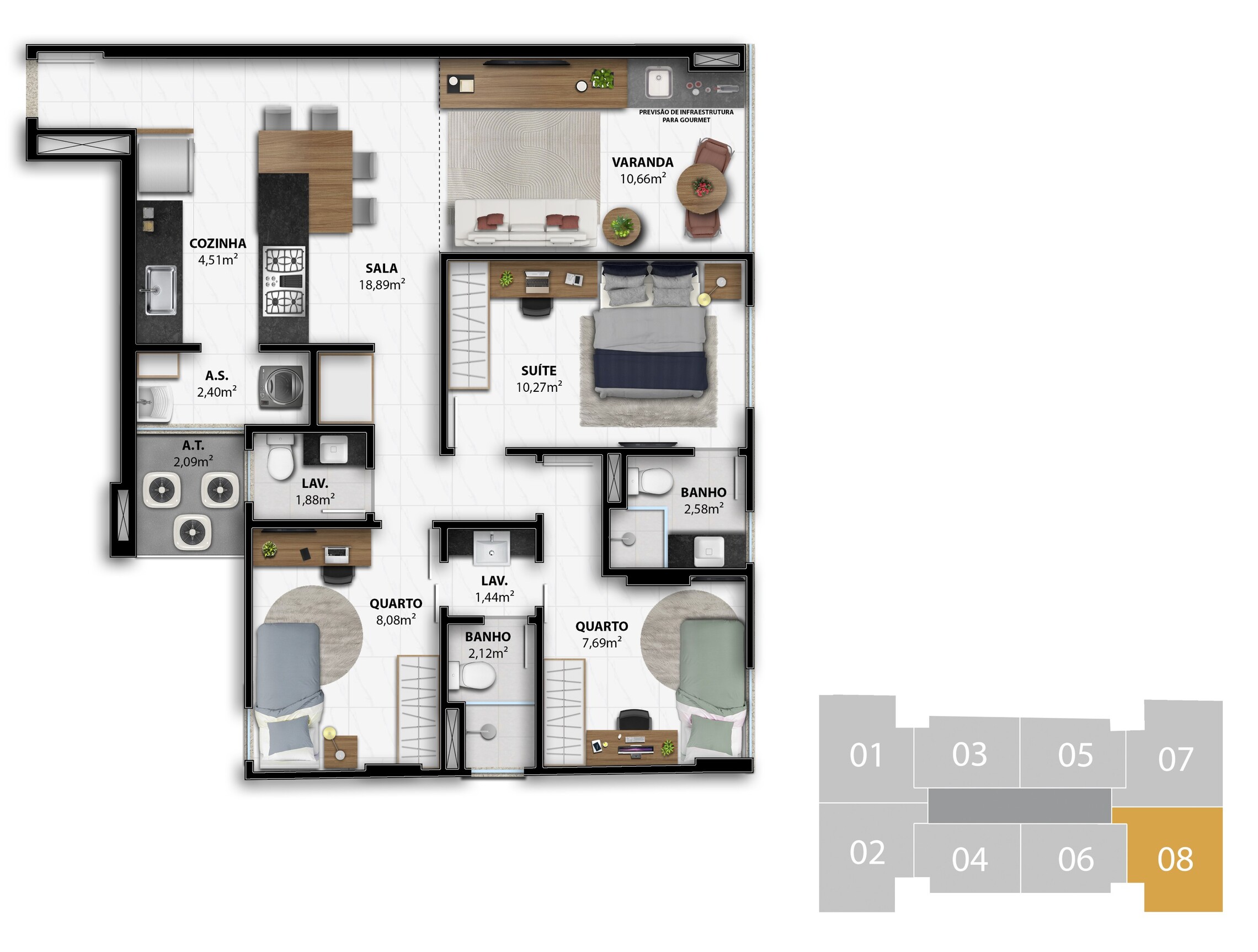 Planta 05 - 3 dorm 81,80m²