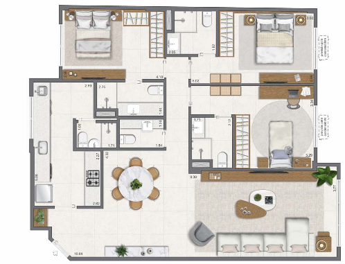 Planta 06 - 3 dorm 111,66m²