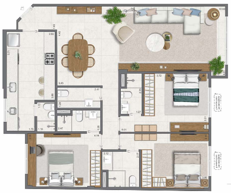 Planta 09 - 4 dorm 114,16m²