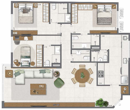 Planta 10 - 3 dorm 115,17m²