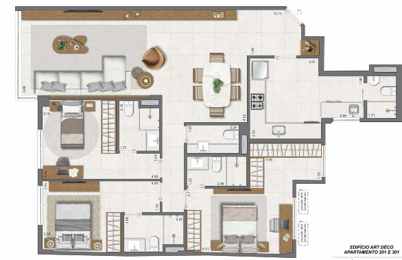 Planta 12 - 3 dorm 117,52m²