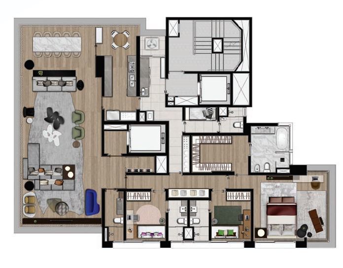 Planta 02 - 3 dorm 231m²- opção