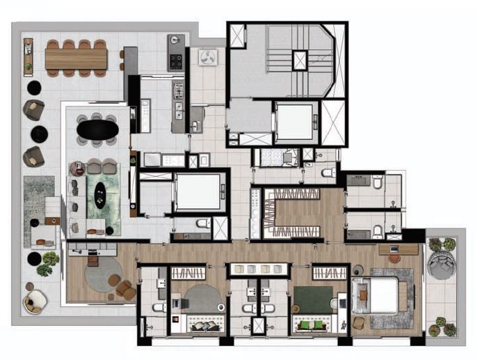 Planta 01 - 3 dorm 231m²