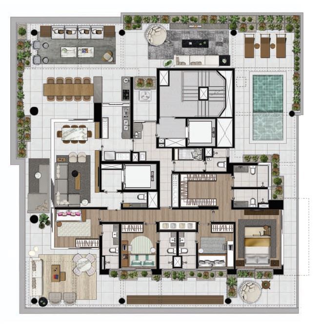 Planta 03 - 3 dorm 441m² - garden