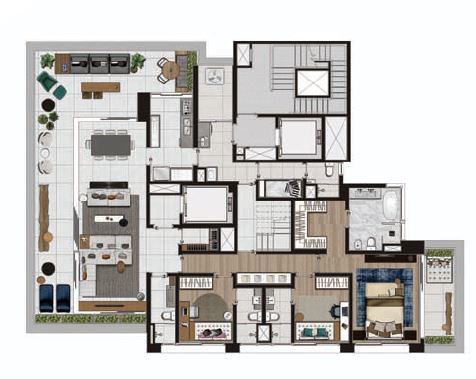 Planta 06 - 3 dorm 465m² - duplex inferior