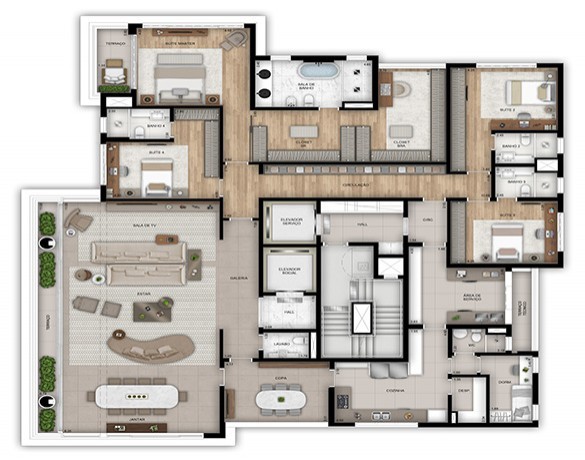 Planta 02 - 4 dorm 335m² - opção
