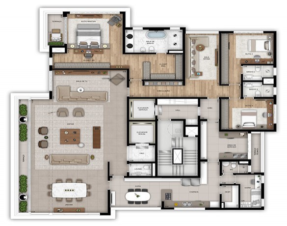 Planta 03 - 3 dorm 335m² - opção 2