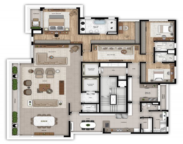 Planta 03 - 3 dorm 335m² - opção 3