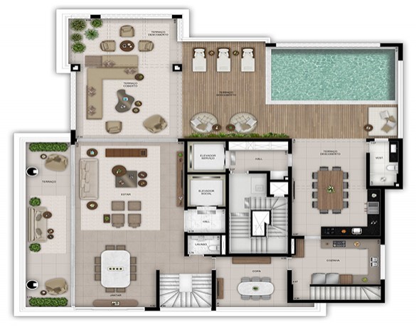 Planta 05 - 4 dorm 656m² - duplex superior