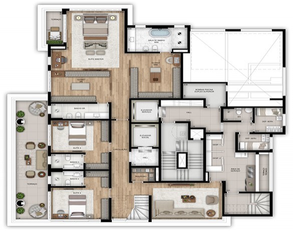 Planta 06 - 3 dorm 656m² - duplex inferior - opção