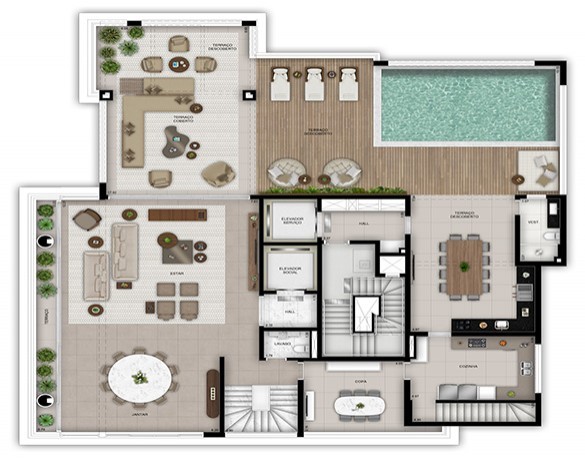 Planta 06 - 3 dorm 656m² - duplex superior - opção