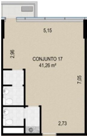 Planta 01 - 41m² - sala comercial