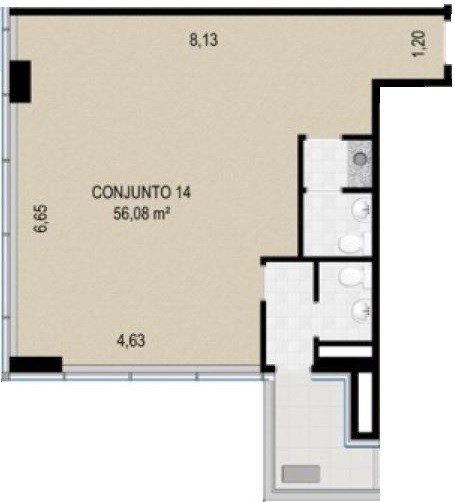 Planta 02 - 56m² - sala comercial