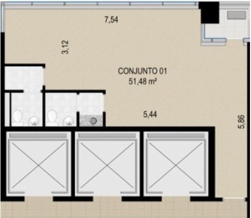 Planta 03 - 51m² - sala comercial