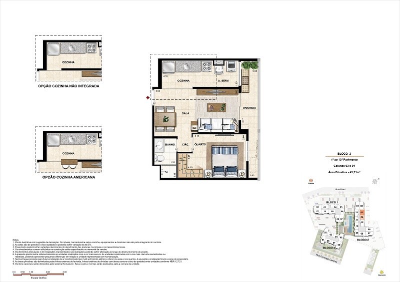 Planta 01 - 1 dorm 45 71m²