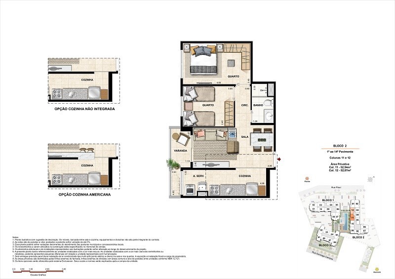 Planta 03 - 2 dorm 52 54m²
