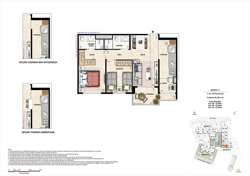 Planta 05 - 2 dorm 57 34m²