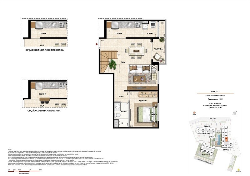 Planta 08 - 2 dorm 125 67m² - cobertura