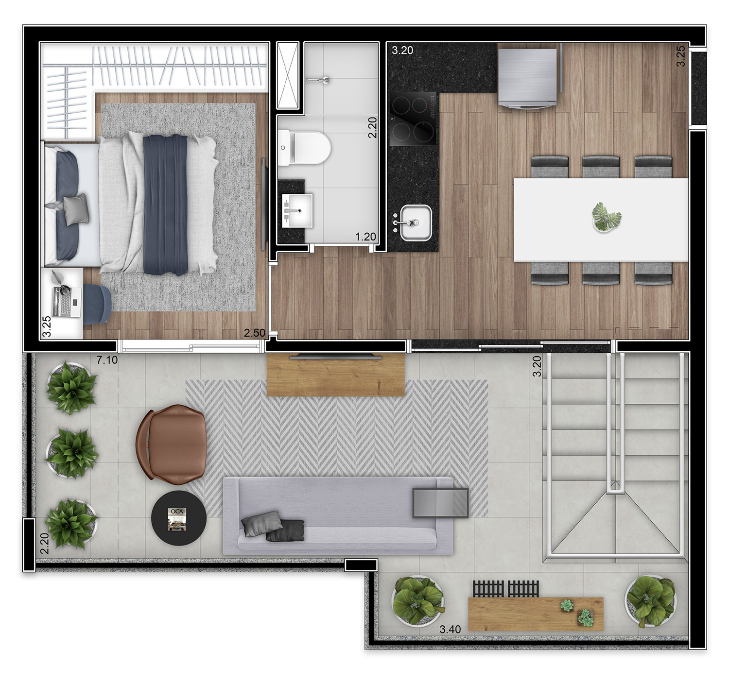 Planta 07 - 1 dorm 86m² - duplex inferior