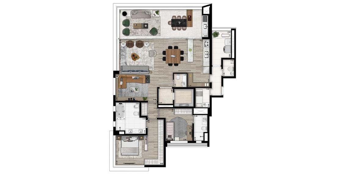 Planta 02 - 2 dorm 171m² - opção