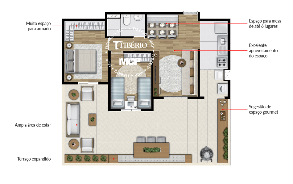 Planta 04 - 2 dorm 87m² - garden