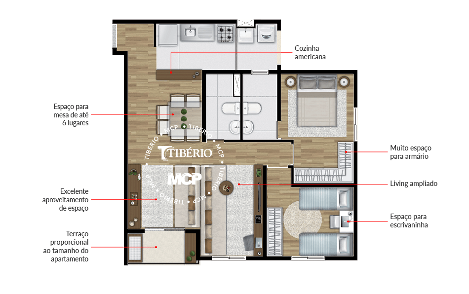 Planta 06 - 3 dorm 65m² - opção