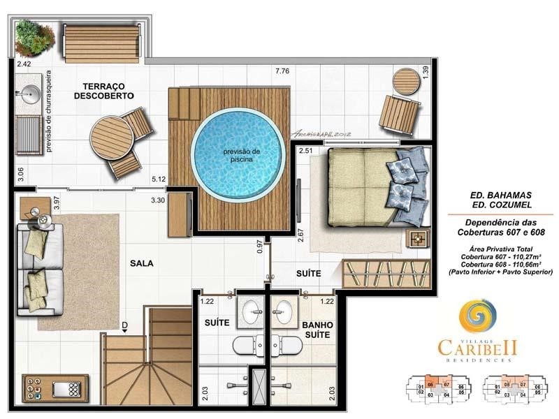 Planta 05 - 1 dorm 110 27m² - cobertura