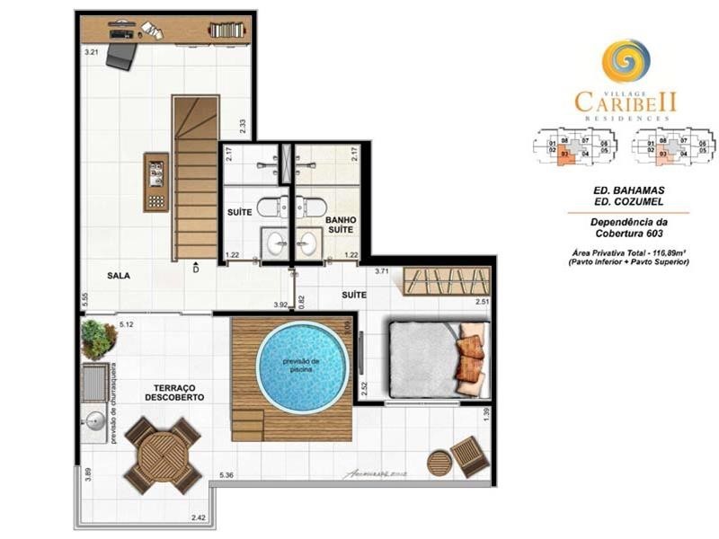 Planta 06 - 1 dorm 116 89m² - cobertura