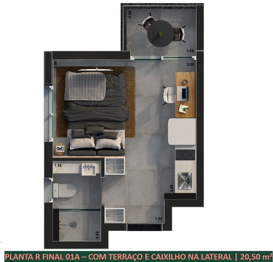 Planta 05 - 1 dorm 20m² - studio nr