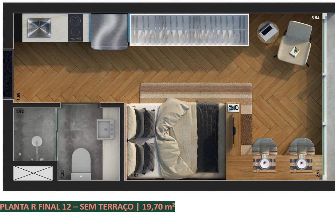 Planta 06 - 1 dorm 19m² - studio