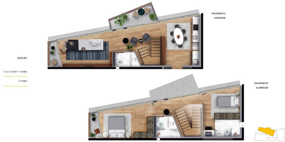 Planta 06 - 2 dorm 113m² - duplex