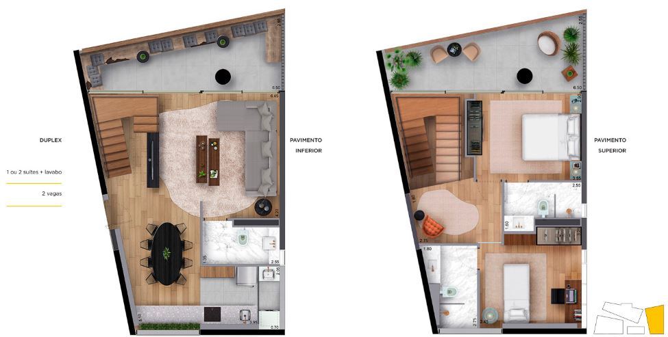 Planta 08 - 2 dorm 123m² - duplex