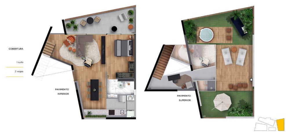 Planta 09 - 1 dorm 137m² - cobertura duplex