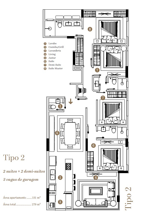 Planta 02 - 4 dormitorio 131m²