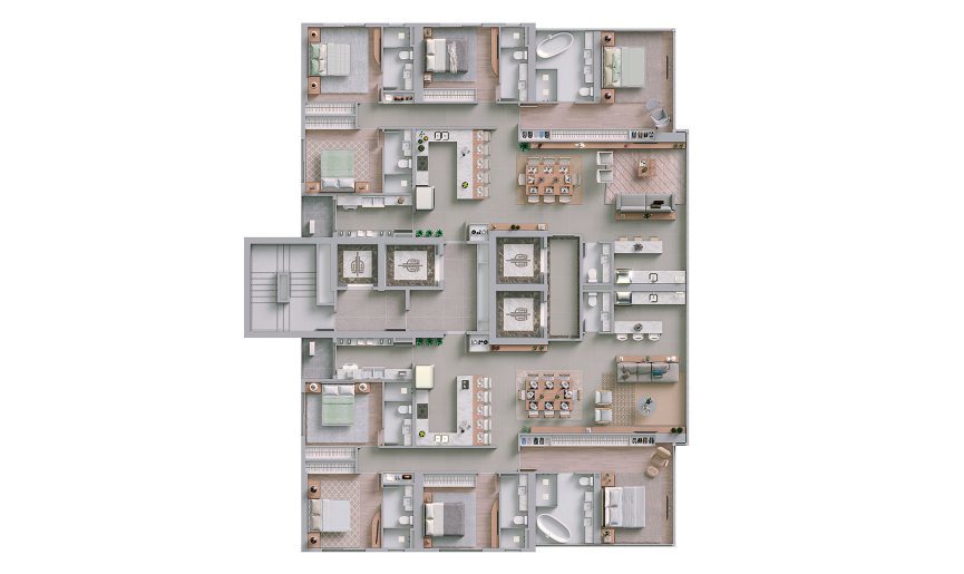 Planta 01 - 4 dorm 186m²