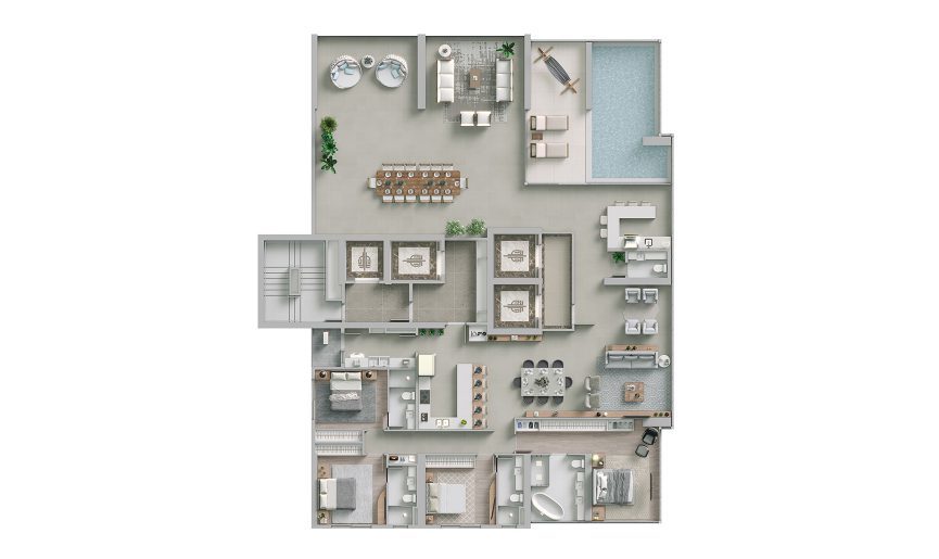 Planta 03 - 4 dorm 286m² - cobertura horizontal