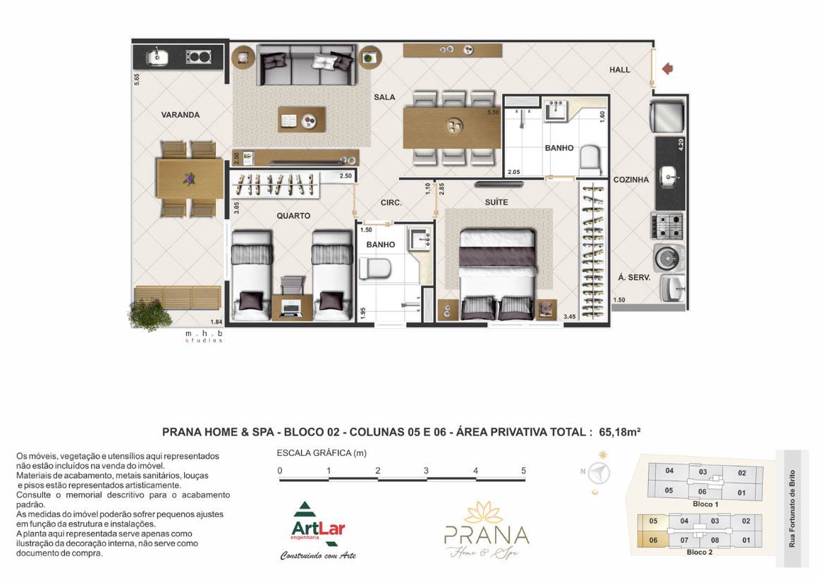 Planta 06 - 2 dorm 65m²