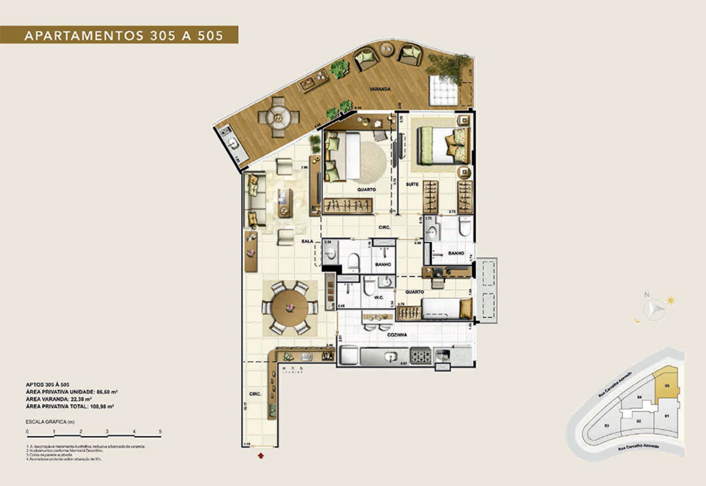 Planta 02 - 2 dorm 108 98m²
